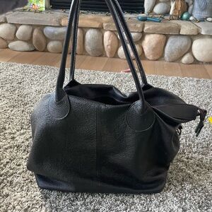 VALENTINA Brown pebbled leather crossbody tote/ purse w/ bottom studs lite wear